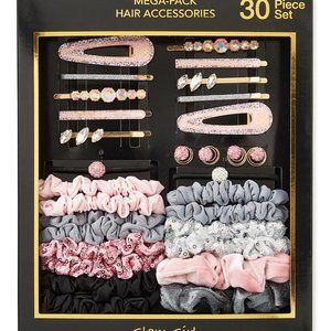 New Mega Hair Pack Pink Gray, Adult Women's Girl's 30-Piece Set